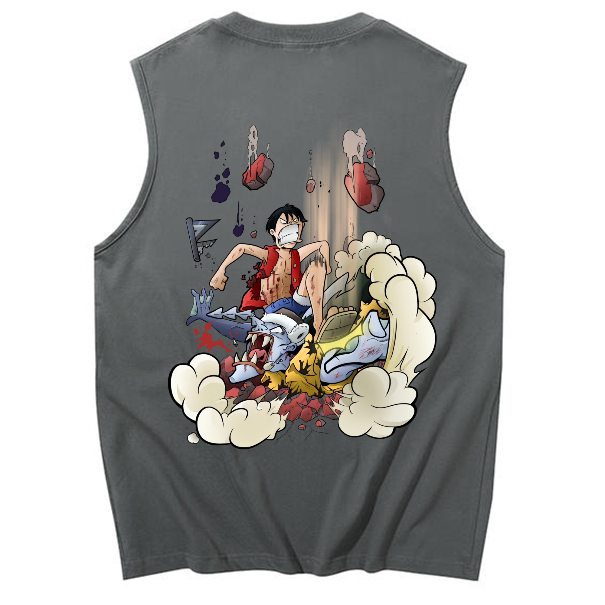 ワンピース モンキー・D・ルフィ ONE PIECE Monkey D. Luffy コットン100％タンクトップ（背面プリント）